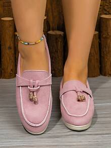 Women's Casual Slip-On Flat Shoes, Solid Color Minimalist Design, Suitable For Sports, Dance, Daily Wear, Spring/Autumn