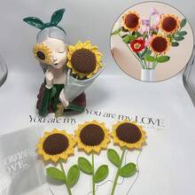 1/2/3 Stücke handgefertigte gehäkelte Sonnenblumen Garn Blumen - realistische gewebte Blumendekoration, geeignet für DIY Sträuße, Hochzeits- und Partydekorationen, romantische Geschenke zum Geburtstag, Jahrestag, Valentinstag, Lehrertag - Süß Akzente für den Schreibtisch Zuhause, perfekt für Weihnachts- und Feiertagsfeiern, ideales Geschenk für Freunde und Familie - Verschiedenfarbig - Übersicht 3
