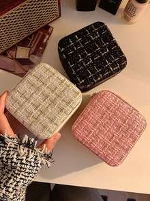 1pc Travel Jewelry Storage Box, Jewelry Storage Box, Jewelry Storage Box, Double Layer Zipper Closed Portable Multi Functional Storage Box, Rectangular Desktop Storage Box, Dustproof Jewelry Storage Box, Multi Functional Jewelry Storage Box, Dressing Table Jewelry Storage Box, Multi Compartment Travel Jewelry Display Box, Necklace Earring Bracelet Storage Box, Gift Storage Box, Minimalist Travel And Home Jewelry Box, Bedroom Storage Box