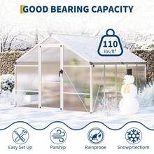8x12FT Greenhouse For Outdoors,Aluminum Greenhouse With Quick Setup Structure And Roof Vent,Polycarbonate Greenhouses Heavy Duty,Large Walk-In Greenhouse For Winter Garden,Backyard,Patio,Lawn(Ship In 2 Boxes) - Silver - View 10