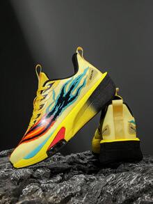 Lightweight & Breathable Running Shoes For Men & Women - Neon Green/Orange/Blue/Pink/Purple Gradient Low-Top Sneakers With Shock-Absorbing MD Outsole, Arch Support And Traction Pattern - Suitable For Gym, Marathon, Fitness, Jogging, Gymnastics, Track & Field - Comfortable Athletic Shoes