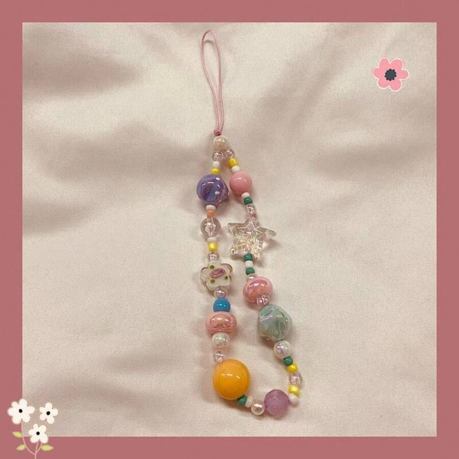 Mobile Phone Chain Creative DIY Colorful Beads Mobile Phone Chain  Lanyard Accessories New Camera Lanyard Accessories - 彩色星星掛繩 - 查看 1