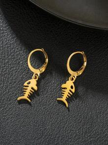 1 Par de Brincos Pingente de Animal em Aço Inoxidável - Borboleta, Libélula, Urso, Elefante, Espinha de Peixe, Cobra, Abelha, Macaco, Peixe - Adequado para Família, Amigos, Uso Diário, Presente