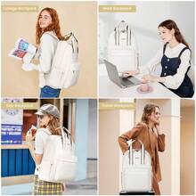 Laptop Backpack For Women, 17 Inch Travel Laptop Bag, Waterproof Computer Backpack Purse For Work Teacher Nurse, Durable Casual Daypack - Hanyu White - View 5