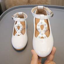 女童金色平底鞋，适合7-10岁女孩，适合春季及全年穿着 - 白色 - 查看 9