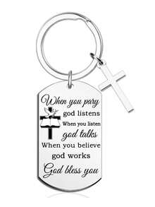 Saint Christopher Keychain, Travel Guardian Angel Travel Keyring, Lucky Charm Keyring For Protection And Good Luck, Christian Catholic Keychain Car Accessories Bag Charm School Cute Goth Y2k - Silver - View 7