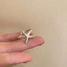 Blue Oval Adjustable Star Ring Minimalist Dainty Celestial Stacking Ring Gift For Her