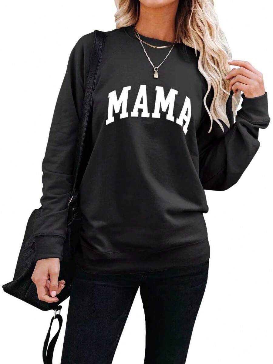 LEEDYA Sudaderas De Manga Larga Para Mujer, Cuello Redondo, Holgada, Ligera, Blusa - Oscuro - Ver 1