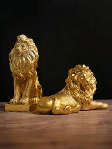 Elegante escultura de león dorado de resina - Estilo vintage con detalles exquisitos, perfecto como símbolo de éxito y decoración del hogar, ideal para oficina, dormitorio, sala de estar, entrada o gabinete de TV, exhibición de bar, decoración de pared con león, regalo festivo