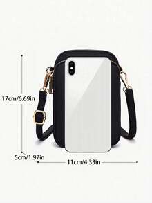 1pc Fashion Black Casual Mini Handbag With "Milano" Text & Pattern, Featuring Phone Pouch, Coin Purse, Women's Crossbody Phone Bag, Shoulder Bag, Wallet, Lightweight & Odorless Polyester Travel Bag - Multicolor - View 10