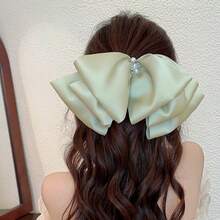 1Pcs/Luxury Feeling~Pearl Big Bow Hairpin Female Back Of The Head Hairpin Hair Ornament Head Ornament Single Spring Clip Hairpin - 紫色 - 查看 3