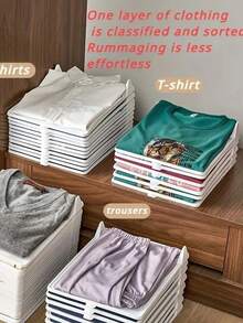 Set di pannelli per conservazione di indumenti senza pieghe - Organizzatori salvaspazio per magliette, camicie e maniche corte, rastrelliere pieghevoli in plastica per armadio e bagno
