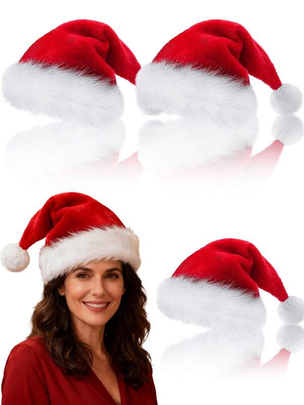 Elegante cappello natalizio imbottito per adulti - orecchie lunghe e appuntite morbide e decorazione soffice, cappello da Babbo Natale rosso e bianco, adatto per servizi fotografici natalizi, feste di Natale, Capodanno - abbigliamento natalizio comodo e durevole (lavare a mano) - perfetto per coppie, coordinati di famiglia, feste natalizie e celebrazioni - ideale per eventi di Natale e Capodanno con cappello rosso/bianco, cappello da Babbo Natale
