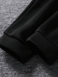 1条装男童街头风格印花图案保暖黑色慢跑裤，秋冬 - 黑色 - 查看 6