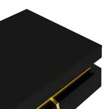 Mesa de centro, mesa de sala de estar brilhante, mesa lateral com gavetas e detalhes dourados - Preto - Ver 5