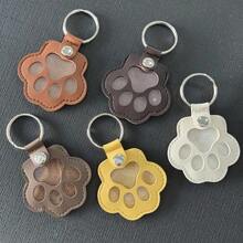 Cute Dog Paw Keychain, Cartoon Pet Hair Storage Leather Case Portable Pet Hair Memorial Keychain Pendant,Christmas,Christmas Decorations
