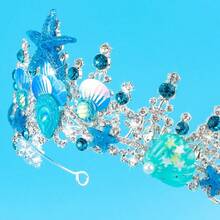 Silver Wedding Crystal Tiaras And Crowns For Women, Bride Royal Queen Headband Princess Quinceanera Headpieces For Birthday Prom Pageant Party - 美人魚 - 藍色 - 查看 7