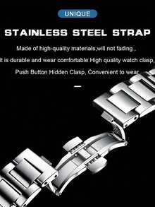 ROMITIME Luxury Men's Business Wristwatch, Stainless Steel Quartz Movement, Waterproof, Date Display And Luminous Function, Square Dial, Comes With Gift Box, Father's Day Gift - Silver - View 5