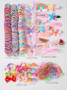975件/套 女孩及青少年基础彩色发饰套装，包括发圈、发夹、发卡、发卡，适合日常使用和送礼。 - 彩色 - 查看 6