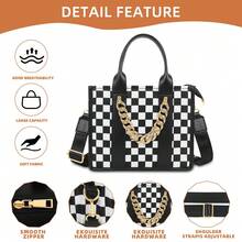 Damska torba typu tote o dużej pojemności w kratkę z regulowanym, odpinanym paskiem – beżowo-brązowa krata, złote okucia, zapięcie na zamek, nylon i torebka na co dzień, do pracy, w podróż, na zakupy – stylowa, swobodna torba typu crossbody w kolorze beżowym, brązowym i czarnym | Uniwersalna, duża pojemność, wytrzymały nylon i materiał poliuretanowy, elegancki wzór w kratkę, złote okucia, podszewka, idealna na imprezy i zajęcia na świeżym powietrzu