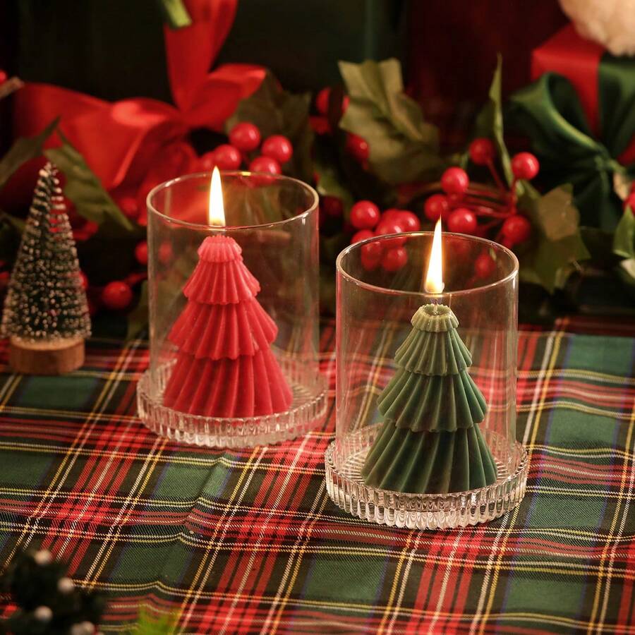 1 pièce Bougie parfumée d'arbre de Noël, décoration de bureau rotative, cadeau, décoration de chambre, cadeaux, décorations de Noël, cadeaux de Noël