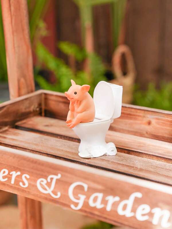 1pc Resin Cartoon Pig Shaped Home Decor, Cute Animal Figurine For Home, Garden, And Desktop Decoration
