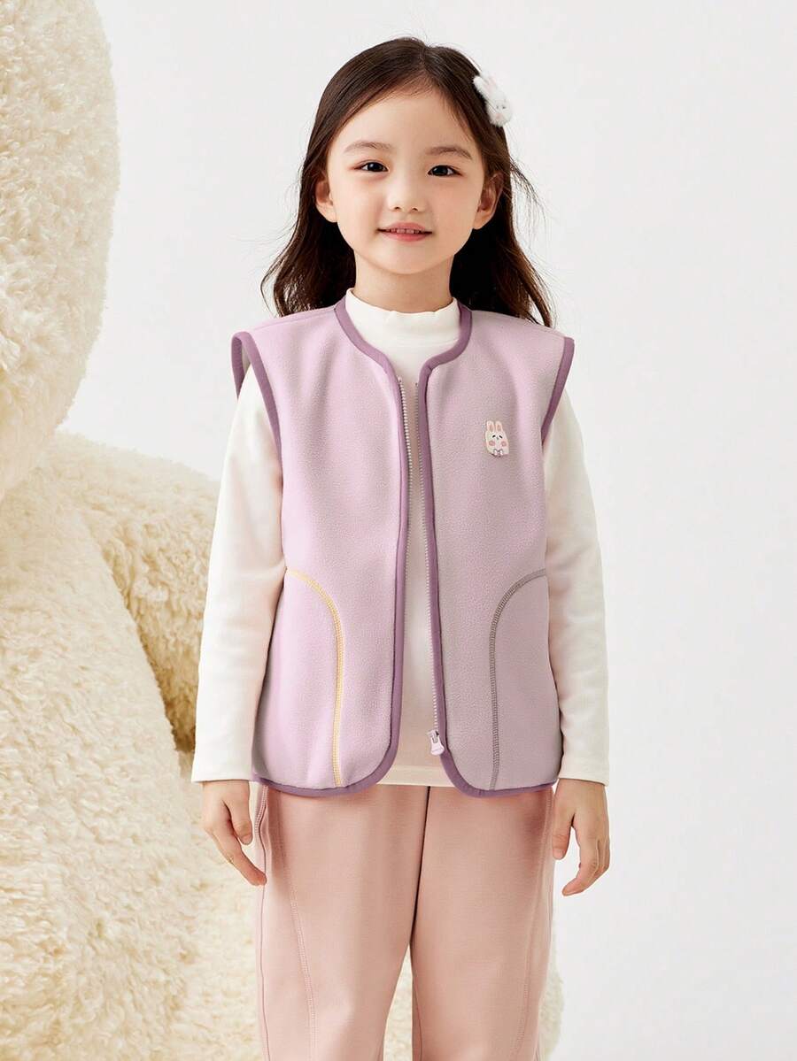 Balabala Chaleco forrado de forro polar BalaOne para niña, ropa de abrigo cálida para niños y niñas, otoño/invierno 2025 - tono rosa - Ver 1