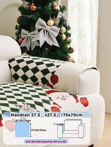 1pc Christmas Style Red & White Checkered Chenille Throw Pillow Cover, Santa Claus Pattern Design, Christmas Decor, Room Decor, Home Decor, Non-Slip, Pet Friendly, All Season, Suitable For Bedroom, Living Room, Office, Home Sofa Decoration - Multicolor - View 15