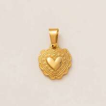 1pc Fashion Hot Selling Golden Heart Series Sacred Heart Rainbow Love Hundred Page Love Zirconia Heart Heart Lock Stainless Steel Pendant, Electroplated 18K Gold, DIY Jewelry Accessories, DIY Necklace Accessories, Bracelet Accessories, Keychain Accessories, Suitable For Daily Leisure Festivals As An Exquisite DIY Pendant To Wear.