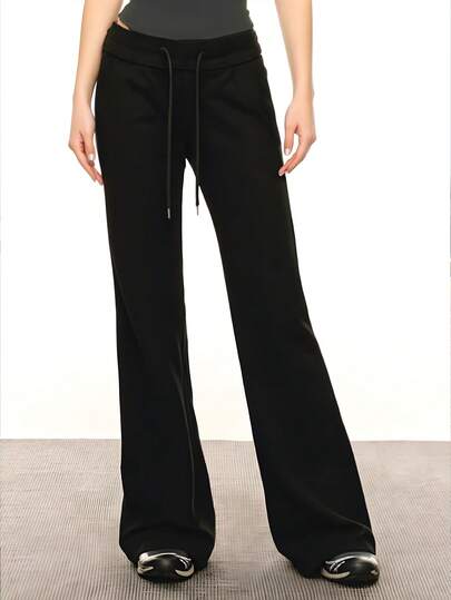 Damen High Waist Yoga Hosen, weich & dehnbar Schlaghose Workout Leggings für Outdoor Sport, Gym, Laufen, Tanzen, mit Kordelzug Taille Anpassung