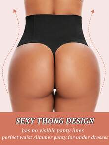 High Waisted Women Tummy Control Shapewear Thong Panty Waist Trainer Body Shaper Pants Compression Shaping Briefs Underwear Underpants Lingerie Knickers Corset Boned - màu đen - Xem 6