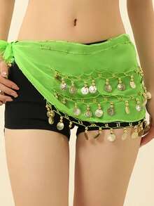 1pc Women's Sequin Fringe Dance Skirt, Belly Dance Fringe Hip Scarf Belt, Women's Shiny Sequin Fringe Skirt, Stage Performance Costume - Multicolor - View 13