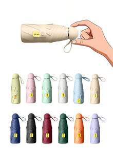 Guarda-chuva Mini 8ribs Travel Essentials para Bolsa com Estojo: Pequeno, Compacto, com Proteção UV, Leve, de Bolso, Abertura e Fechamento Manual, Ideal para Mulheres, Crianças e Homens, Cabe em Bolsas e Mochilas. - Bege - Ver 8