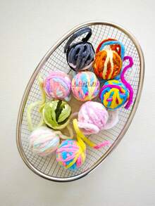 1 قطعة من لوازم الحيوانات الأليفة كرة ملونة منسوجة للقطط للتسلية الذاتية مع جرس، لعبة مضغ جميلة للقطط للعب وتخفيف الملل، لاستخدام الحيوانات الأليفة فقط