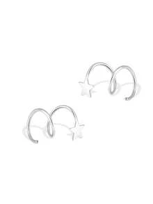 1 Pair S925 Sterling Silver Star Clip-On Earrings For Women, Minimalist Style, Hypoallergenic, Versatile For Party, Daily Wear, Birthday, Valentine's Day Gift, Comes With Elegant Gift Box