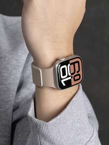 1pc Unisex Litchi Texture Silicone Magnetic Watch Band, Compatible With Apple Watch 42mm, 38mm, 40mm, 41mm, 44mm, 45mm, 46mm, 49mm, Fashionable Smart Watch Replacement Strap For Series Ultra2, Ultra SE2, SE 11, 10, 9, 8, 7, 6, 5, 4, 3, 2, 1 - Multicolor - View 4