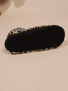 1 Paar Leoparden-Muster Bootsförmige Socken, modisch & vielseitig als Hausschuhe, kuschelige Haussocken mit Blume Muster für Frauen