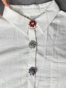 1/5Pcs Fashion Cufflinks For Shirt Decorative Women ButtonCover Crystal Sleeve Button, Button Clips MetalButton Accessories No Sewing ButtonsWedding