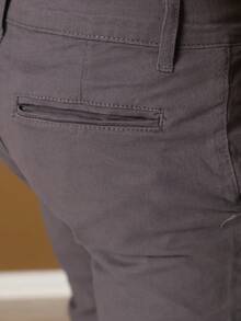 Men's Tailored Twill Trousers, Sporty Fine, Knife Pocket, Built-In Pocket - 灰色 - 查看 2