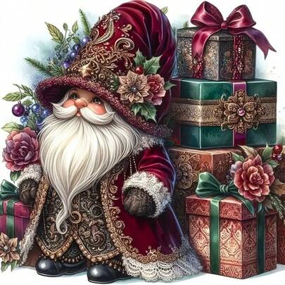 1pc 5D Diamond Painting Kit, Christmas Gnome Pattern, 11.8*11.8in/15.7*15.7in, Suitable For Adult Beginner DIY Mosaic Diamond Art, Full Drill Handmade Diamond Painting, Decor For Living Room, Bedroom, Office, Great Gift For Family And Friends