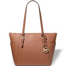 Michael Kors Túi xách tay tote kim loại có khóa kéo và logo Charlotte cỡ lớn - Túi xách tay kim loại thời trang thiết kế sang trọng, sẵn sàng cho mùa thu đông - Quà tặng Giáng sinh - Trang phục thiết yếu hàng ngày - Cặp học sinh/Túi công sở/Đồ dùng du lịch/Trang phục du lịch/Túi đựng sách/Túi đựng máy tính xách tay/Túi du lịch cho bé gái - màu nâu - Xem 6