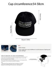 1 件软冠平檐帽，字母刺绣，复古百搭棒球帽，小脸遮阳帽，街头滑板帽，撞色嘻哈帽
