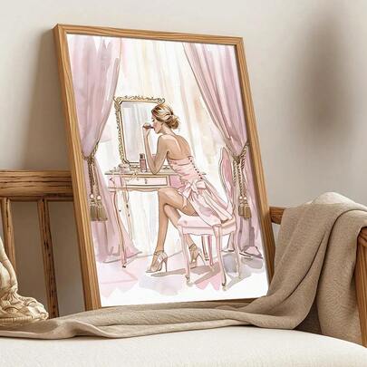 1 st inramad/oramad elegant kvinna feminin fåfänga snygg skönhet modeposter sminkrum väggkonst kanvastryck minimalistisk skönhetssalongdekor funky målning för flickrum, sovrum, vardagsrum, modern heminredning