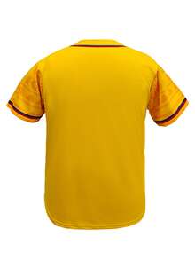 KTYSDE 男士黄色棒球衫，哥伦比亚字母刺绣宽松V领短袖纽扣开衫，哥伦比亚风格运动上衣，适合运动和休闲街头时尚，棒球迷礼物，男女通用