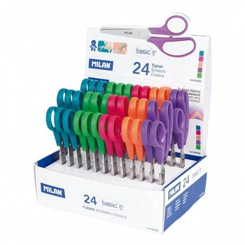 Milan Display Box 24 Basic Scissors - White - View 1