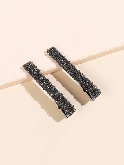 مجموعة من قطعتين من مشابك الشعر النسائية المزينة بالترتر الملون واللماع والراين، أنيقة للاستخدام اليومي، مشابك شعر