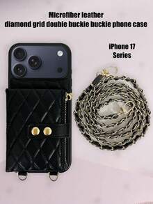 1 قطعة حقيبة سحاب للهاتف بشكل معين مزدوج الإبزيم ذات رائحة عطرية، محفظة بطاقات وعملات صغيرة ذات تصميم بسيط فاخر، غطاء قابل للفصل مع فتحة للبطاقات وسير جلدي، سعة تخزين كبيرة للعملات والبطاقات، غطاء مبطن من جلد مقلم عالي الجودة، متوافق مع هواتف آيفون/جالاكسي إس24 أولترا، 17 برو ماكس/16 برو ماكس/12 برو/13/14 بلس/15 برو ماكس/16 برو ماكس، حقيبة حماية محمولة للسفر