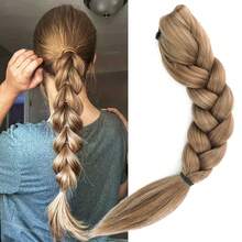 合成 14 英寸爪形夹式编织马尾辫接发辫子马尾假发适合女性所有发型日常使用