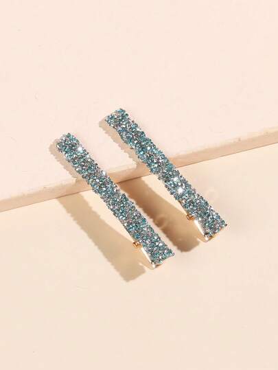 مجموعة من قطعتين من مشابك الشعر النسائية المزينة بالترتر الملون واللماع والراين، أنيقة للاستخدام اليومي، مشابك شعر