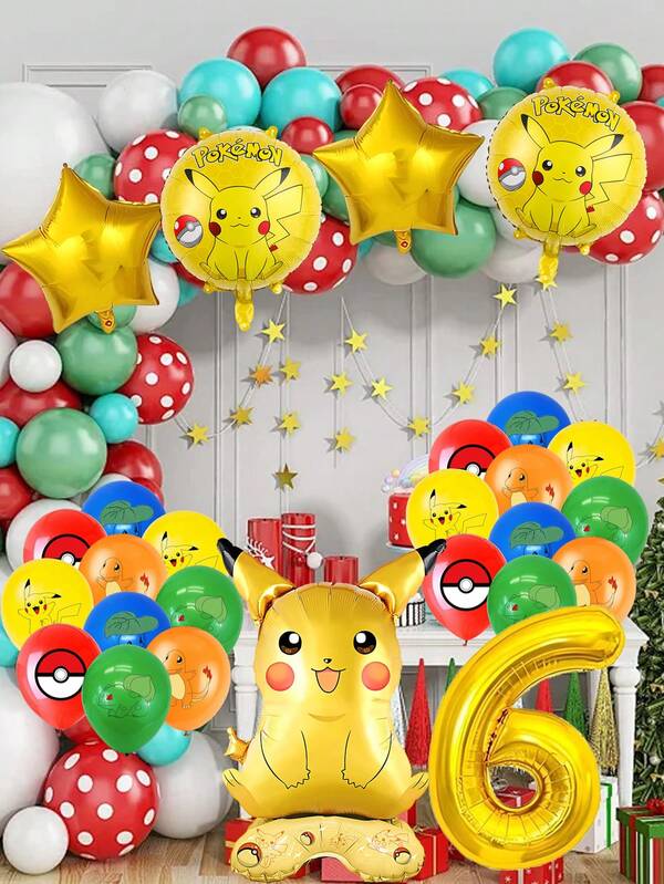 pokemon Conjunto de Balões Decorativos para Festa Pokémon, Novo Dragão de Fogo Pikachu, Balões de Filme de Alumínio, Itens de Decoração para Festa de Crianças e Bebês, Balões Decorativos para Festa de Aniversário, A Melhor Decoração para Criar Atmosfera de Festa Festiva para Bons Amigos, Decoração de Festa Perfeita, Acessórios de Decoração Familiar, Conjunto de Decoração de Balões de Natal e Decoração de Casa para o Inverno